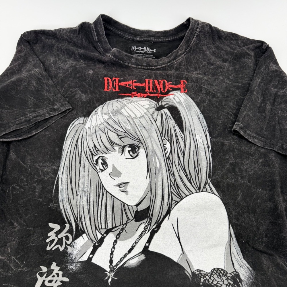 Death Note Misa Amane Graphic T-Shirt Acid Wash Anime Tee XL Black